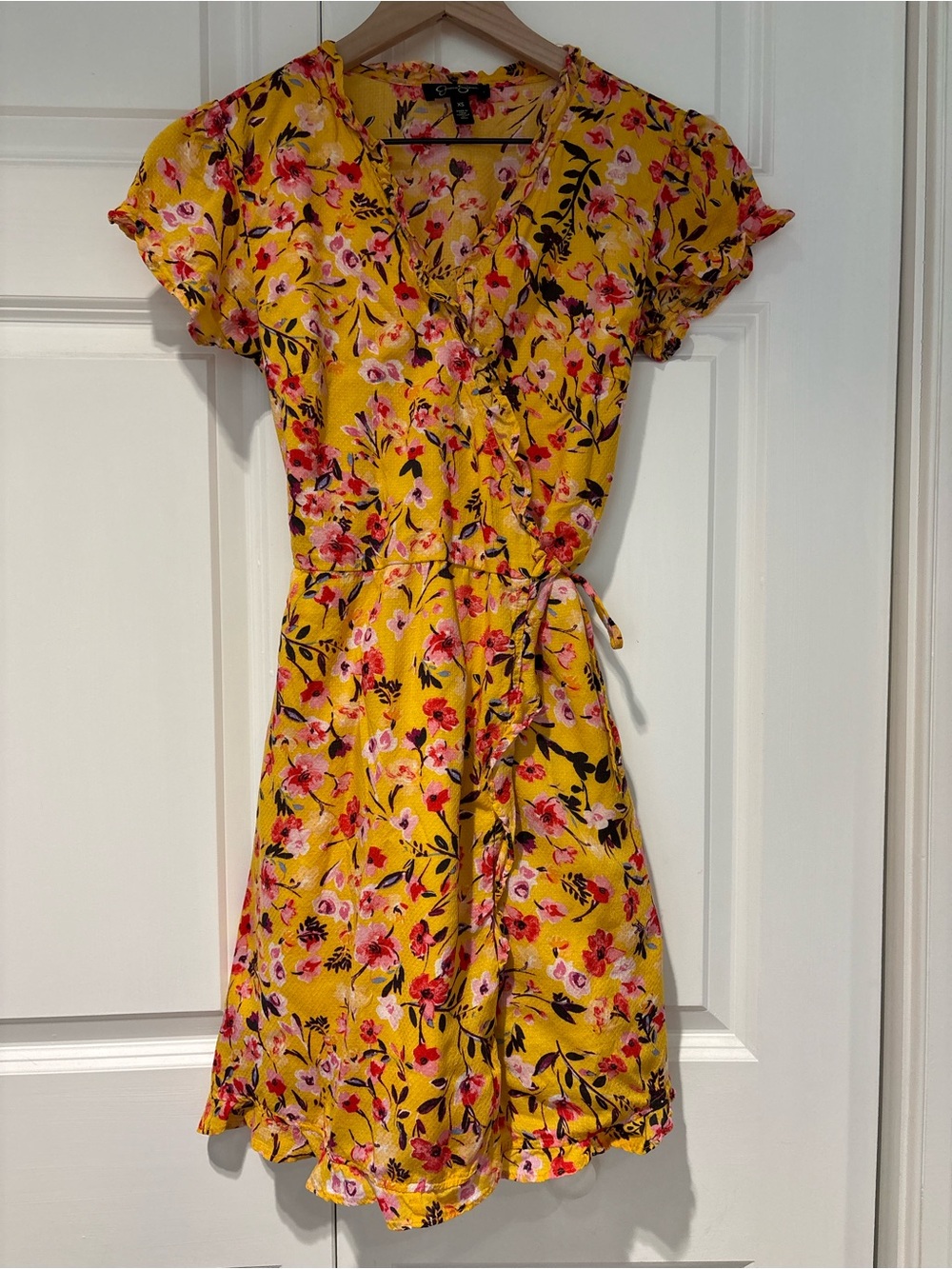 Jessica Simpson Yellow Floral Tie-Waist Dress